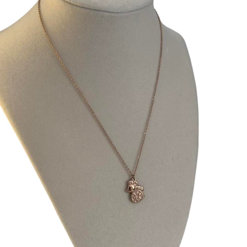 Rose Gold Lucky Charm Pendant Necklace Bell Clock Minimalist Women Jewelry - Picture 5 of 6
